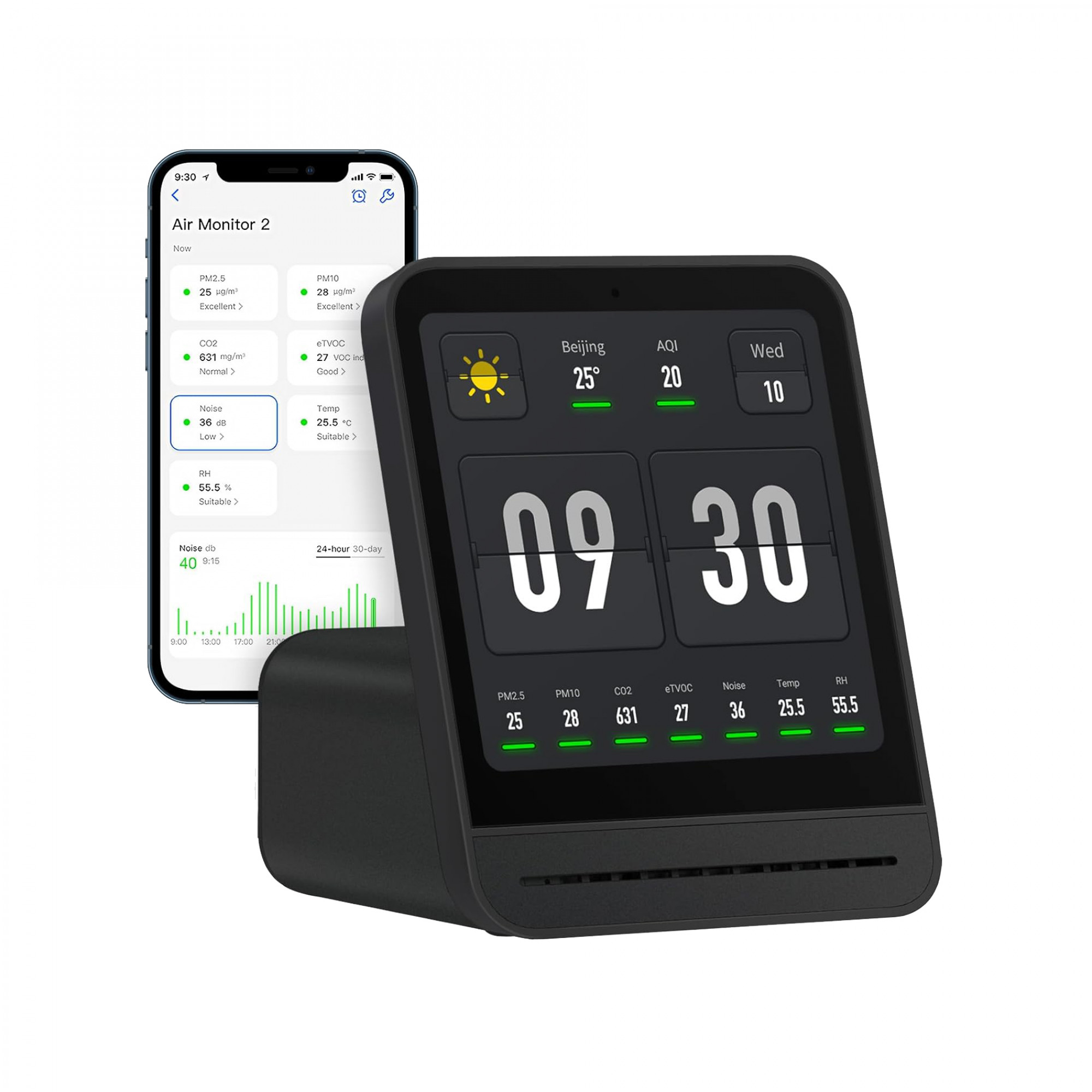 Комнатный датчик качества воздуха Xiaomi Qingping Air 2 Gen Black,White